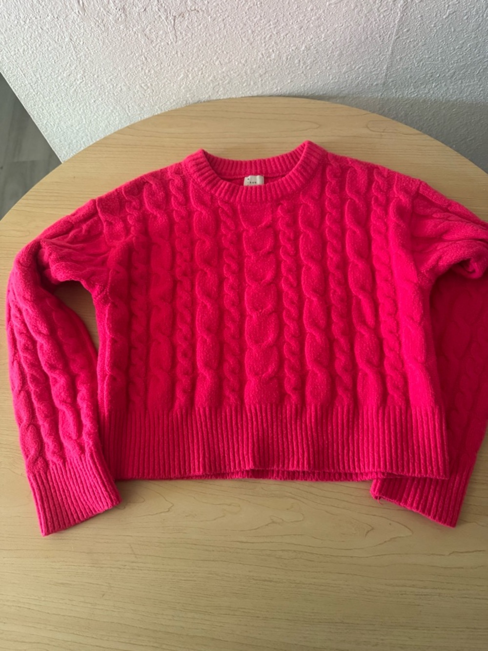 a new day Hot Pink Cable Knit Crewneck Sweater